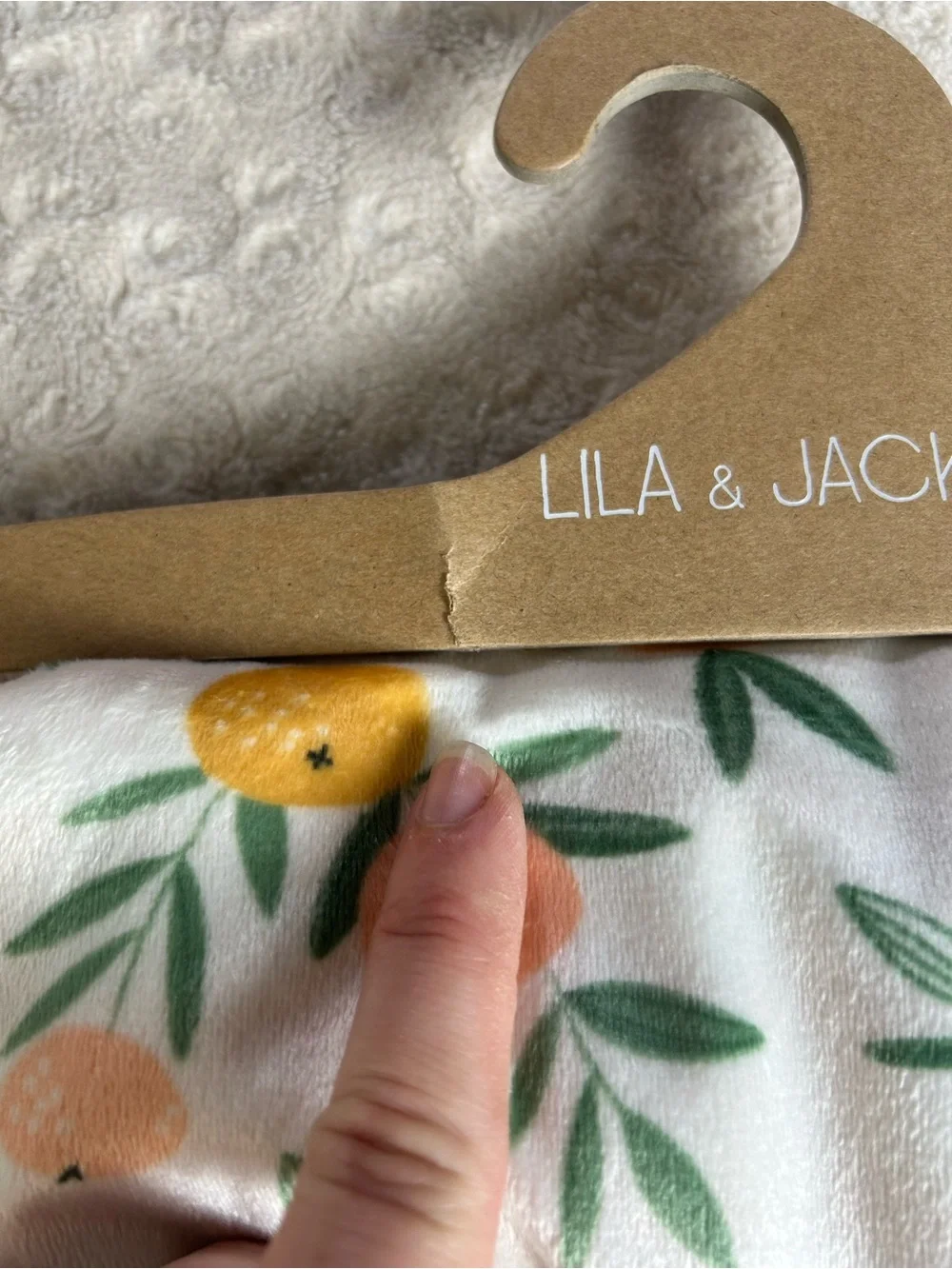 Lila & Jack Fruit Baby Blanket Lemon Orange Citrus Peach White Stripes Green